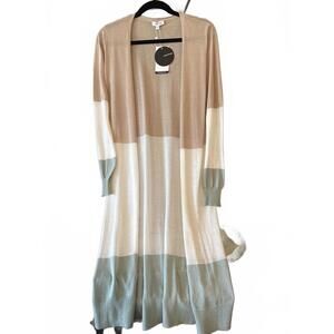 mittoshop Color Block Long Cardigan Sweater Size Small